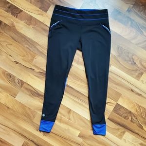 Athleta Leggings Black Blue Reflective Size Medium